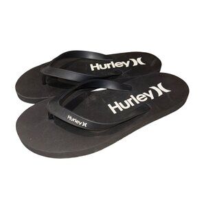 NWOT Hurley Black Mens Thong Flip Flops Sandals Size 9 Beach Casual Footwear